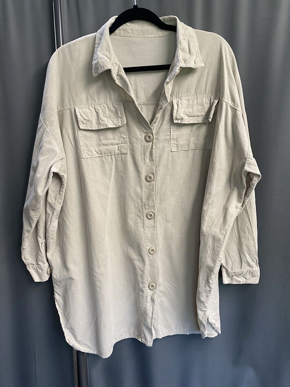 oversized corduroy shirt-tunic Long Sleeve Button Up Medium B75